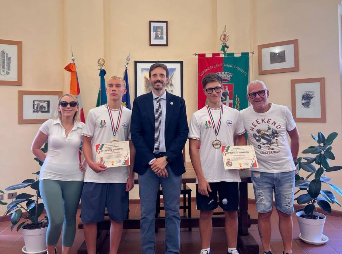 Attestato di merito a Giovanni Foresto e Lorenzo Zucca neo campioni italiani juniores nella Canoa Velocità